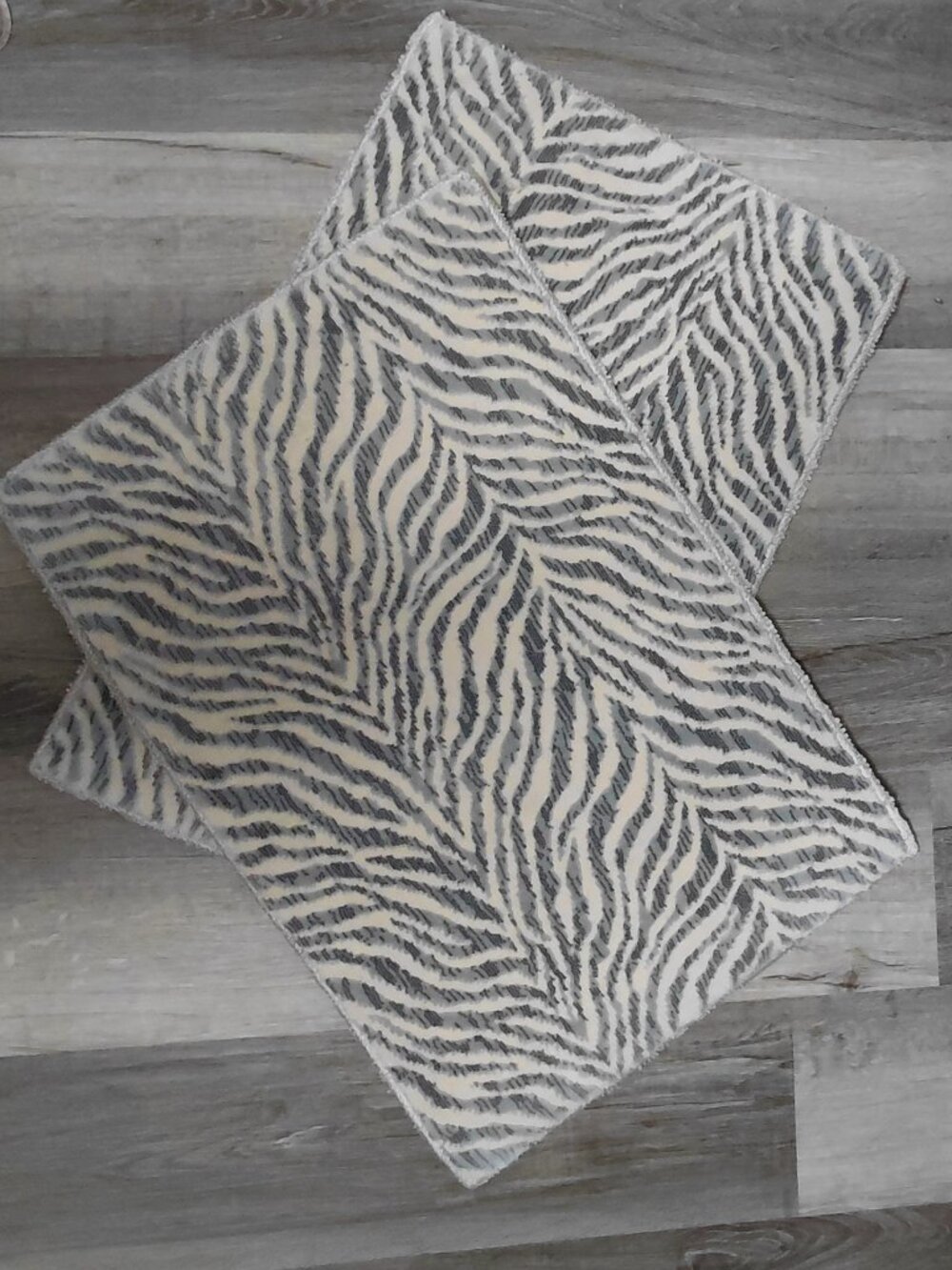 Zebra Stripe Animal Print Machine Washable Grey & Ivory Area Rug Set of 2